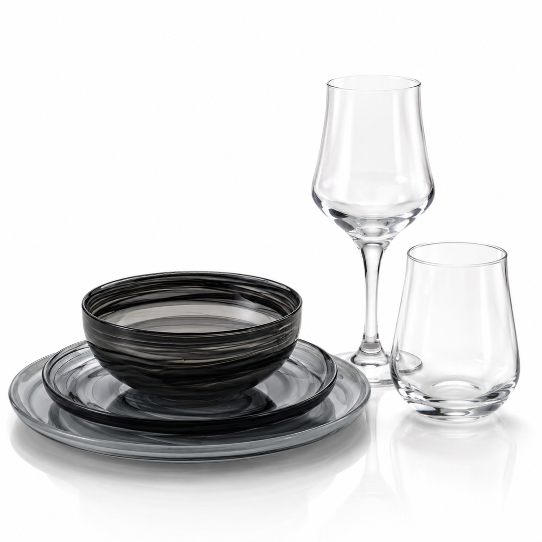 Glass tableware and home accessories collection at Beit & Co