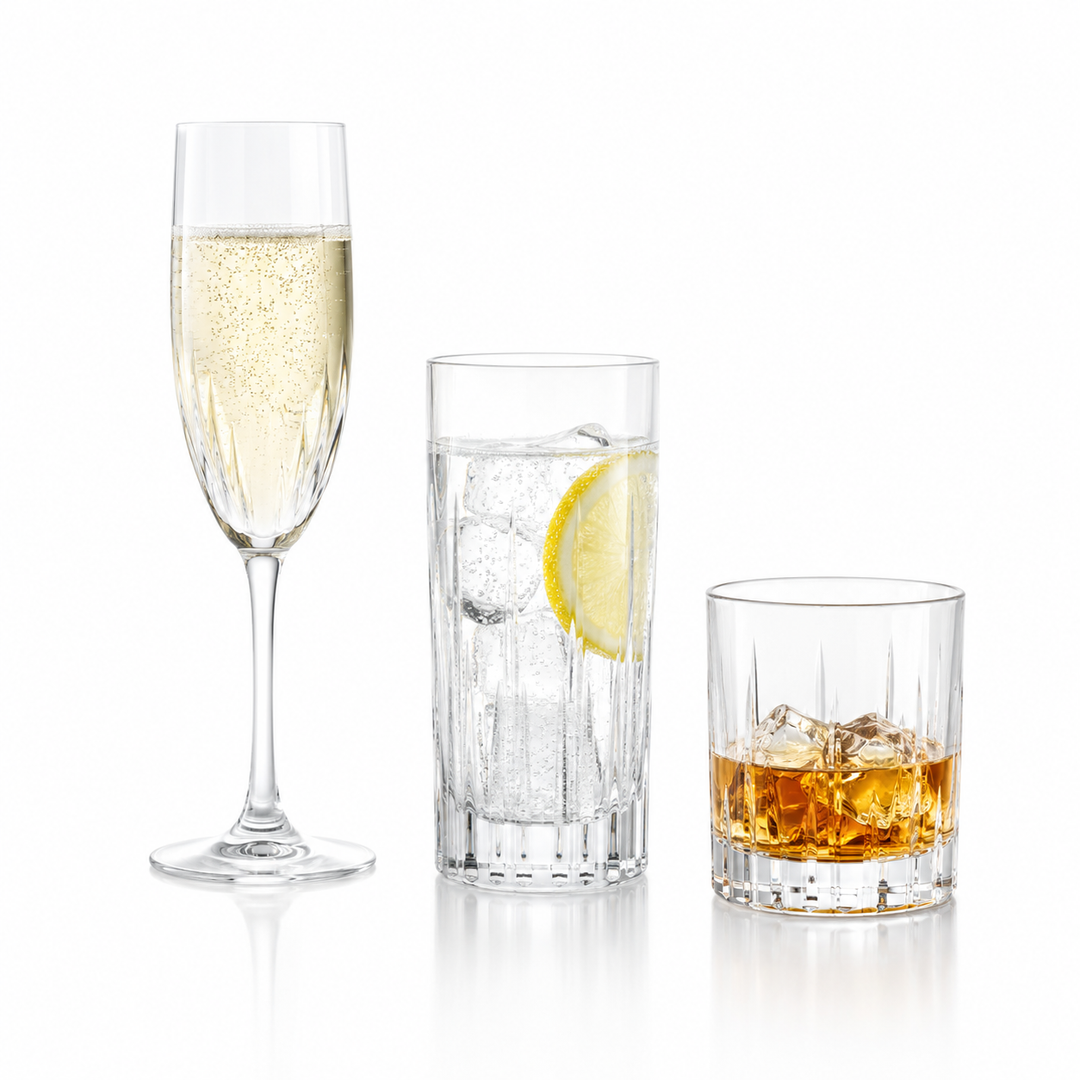 Glassware collection banner with premium drinkware