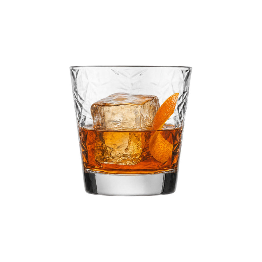 Uniglass Texas Creased Water Glass – 27 cl with styled drink