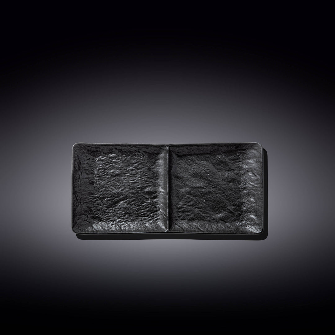 Wilmax Monolith Rectangular 2 Section Dish 27 x 13 cm – Black SlateStone