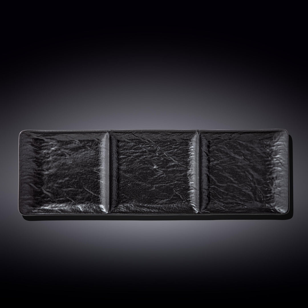 Wilmax Monolith Rectangular 3 Section Dish 40.5 x 13 cm – Black SlateStone