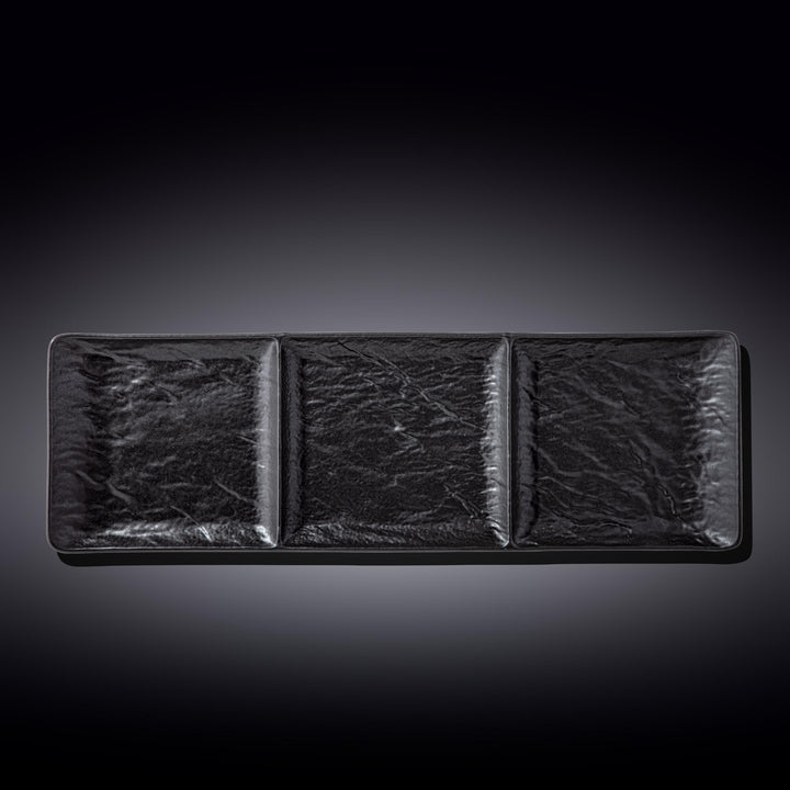 Wilmax Monolith Rectangular 3 Section Dish 40.5 x 13 cm – Black SlateStone
