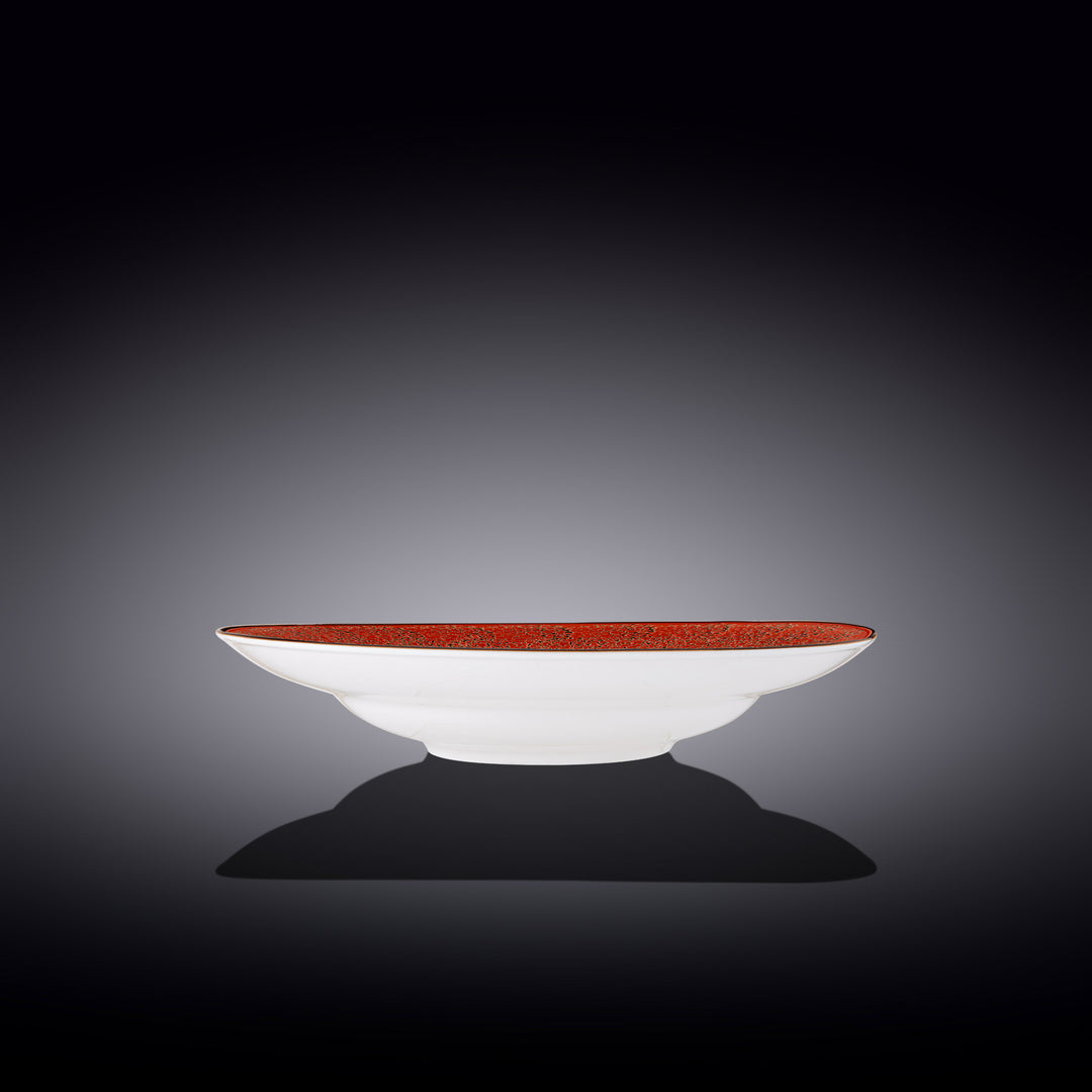 Wilmax Color Boom Splash Pasta Plate – 350 ml Fine Porcelain - Red side view - WL-667227/A