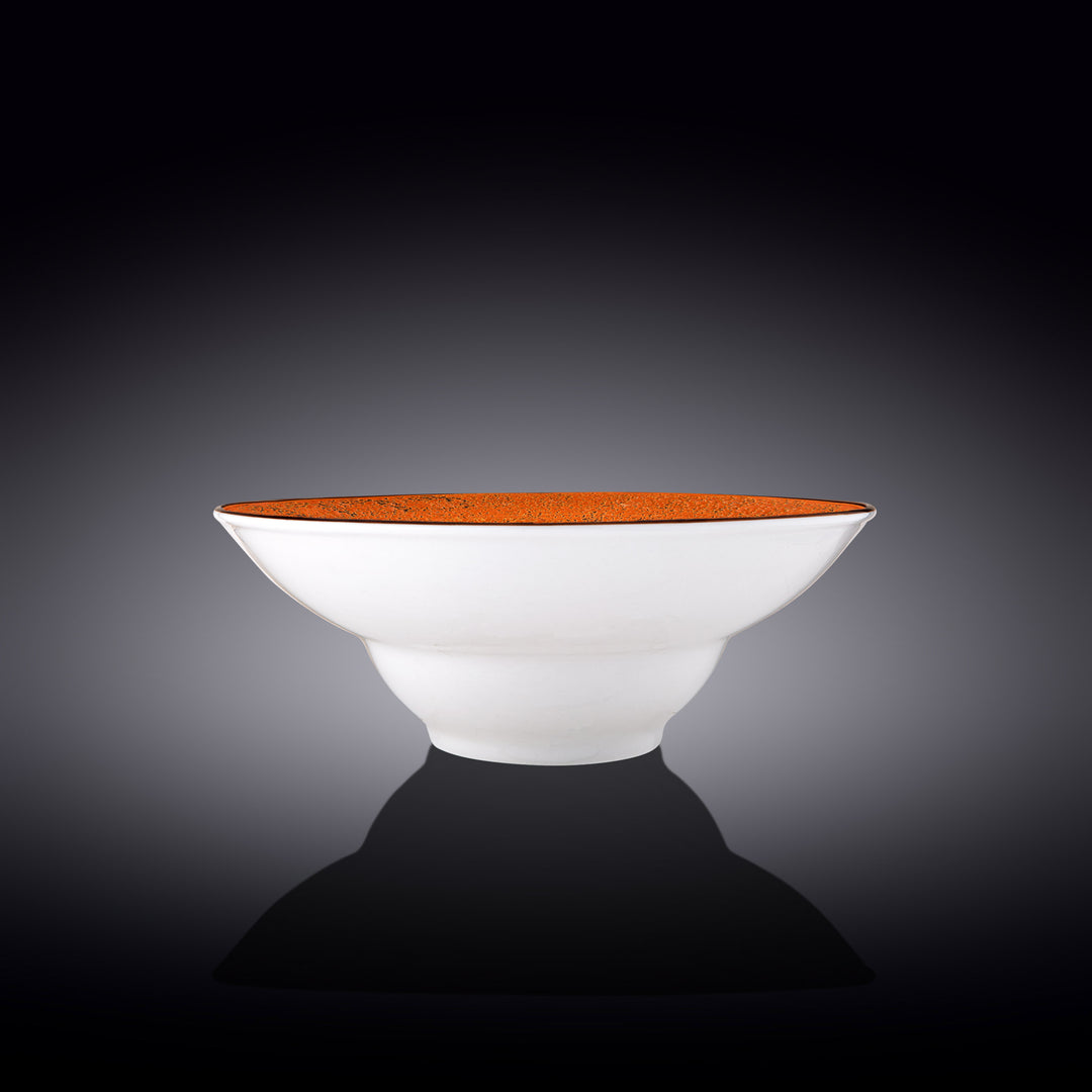 Wilmax Color Boom Splash Deep Plate – Large Porcelain Serving Plate - Orange side view - WL-667324/A