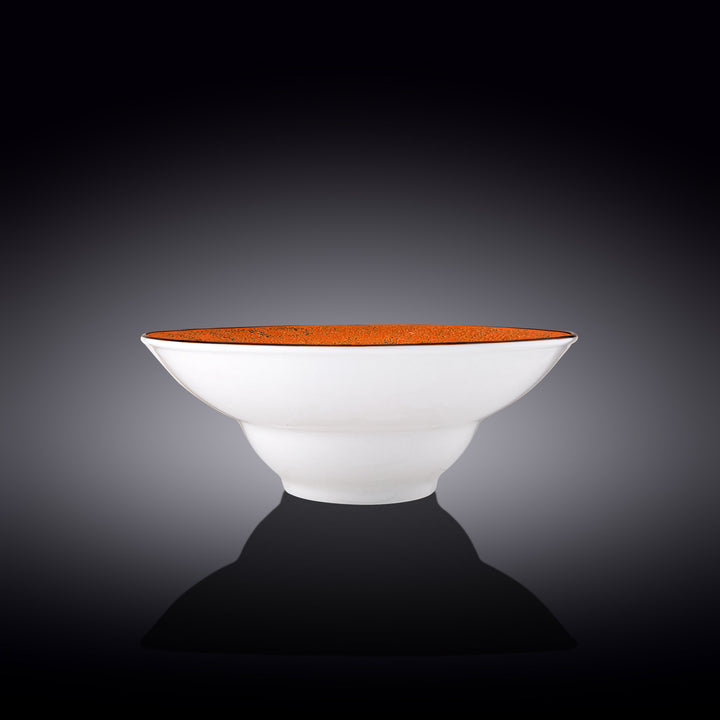 Wilmax Color Boom Splash Deep Plate – Large Porcelain Serving Plate - Orange side view - WL-667324/A