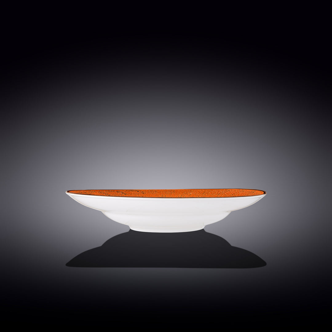 Wilmax Color Boom Splash Pasta Plate – 350 ml Fine Porcelain - Orange side view - WL-667327/A