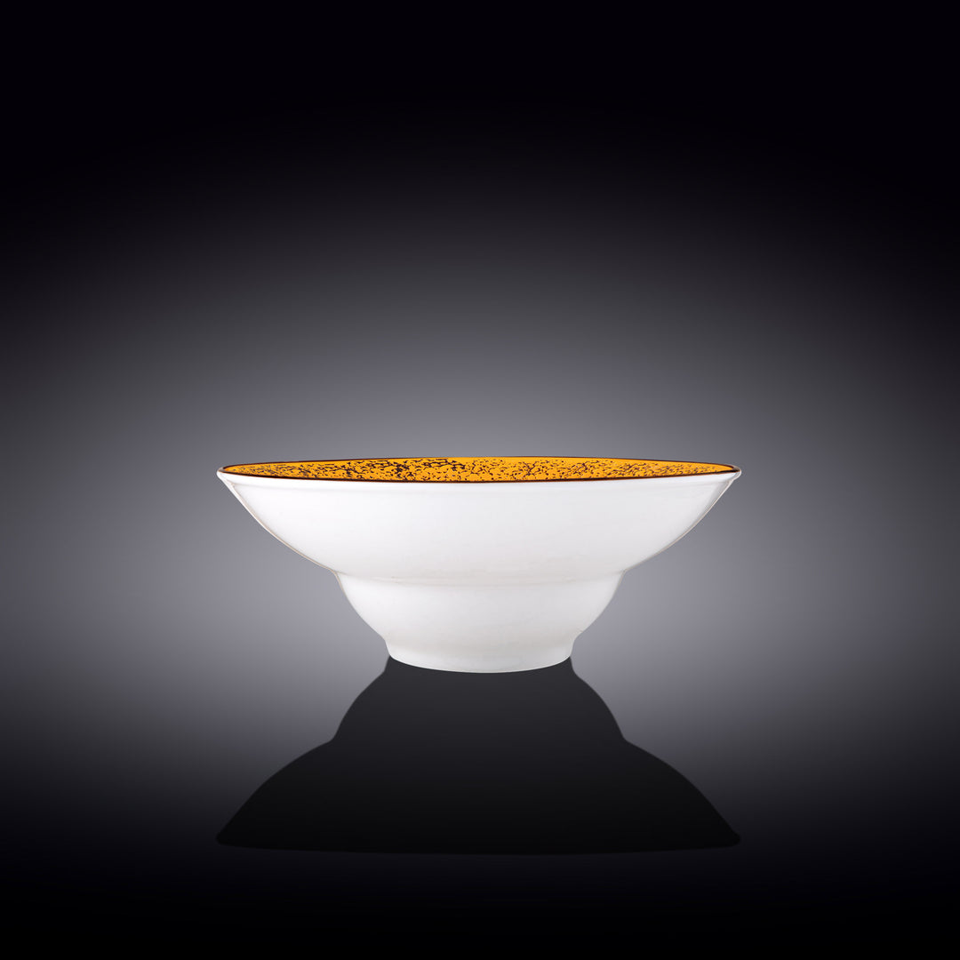 Wilmax Color Boom Splash Deep Plate – Large Porcelain Serving Plate - Yellow side view - WL-667423/A