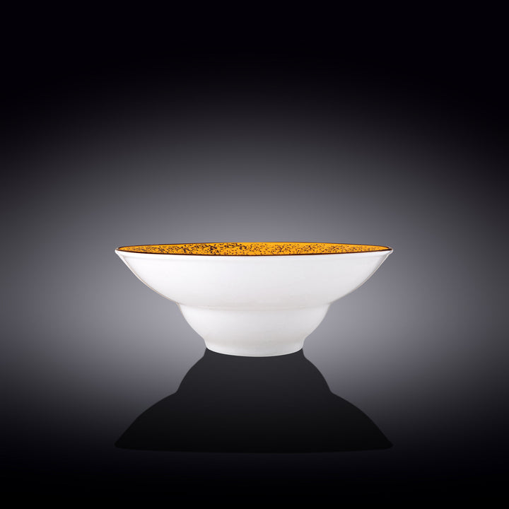 Wilmax Color Boom Splash Deep Plate – Large Porcelain Serving Plate - Yellow side view - WL-667423/A