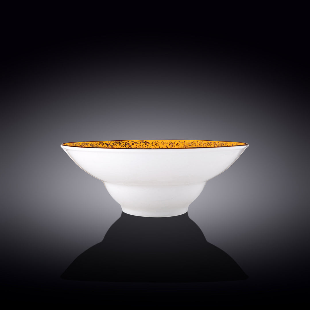Wilmax Color Boom Splash Deep Plate – Large Porcelain Serving Plate - Yellow side view - WL-667424/A