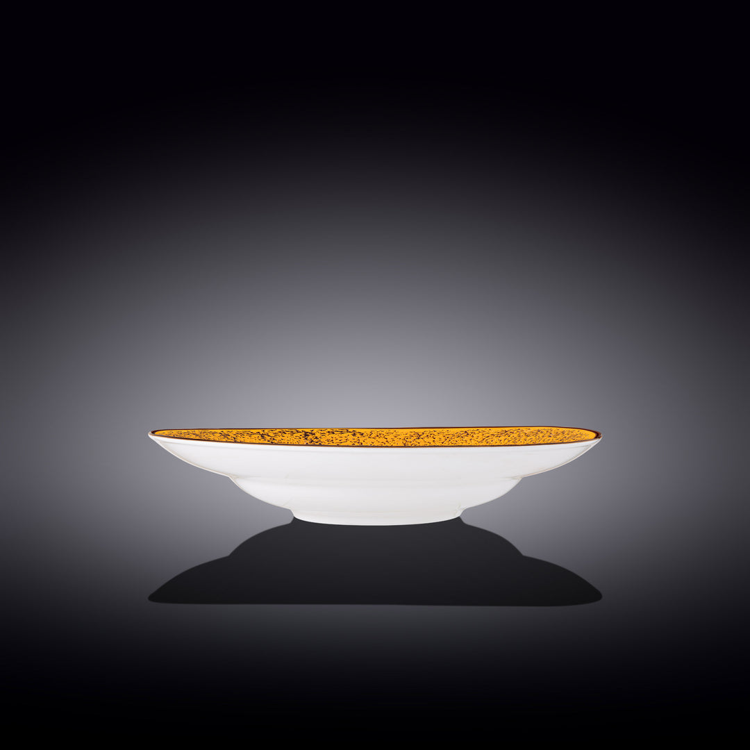 Wilmax Color Boom Splash Pasta Plate – 350 ml Fine Porcelain - Yellow side view - WL-667427/A