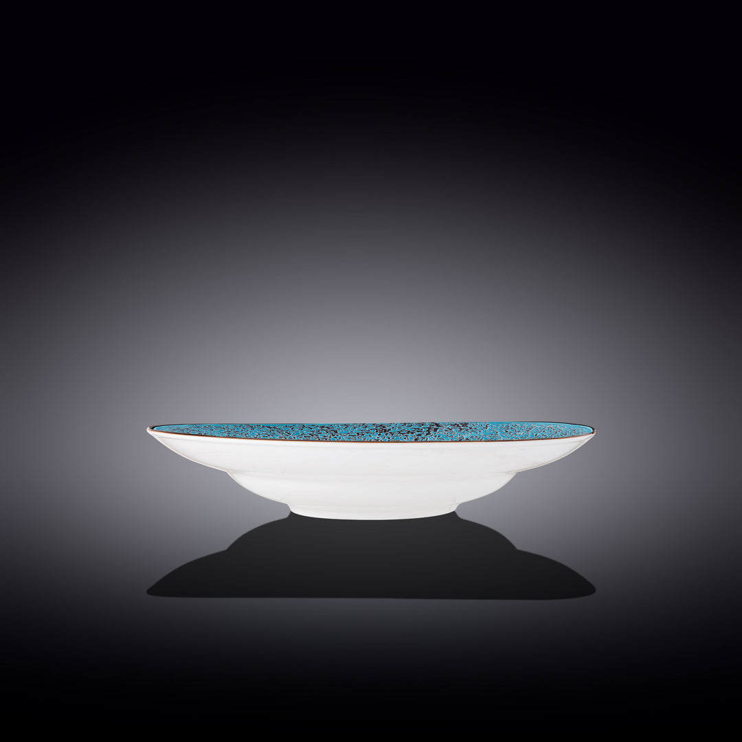 Wilmax Color Boom Splash Pasta Plate – 350 ml Fine Porcelain - Blue side view - WL-667627/A