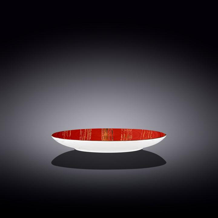 Wilmax Color Boom Scratch Round Plate – Fine Porcelain Dinnerware - Red side view - WL-668212/A