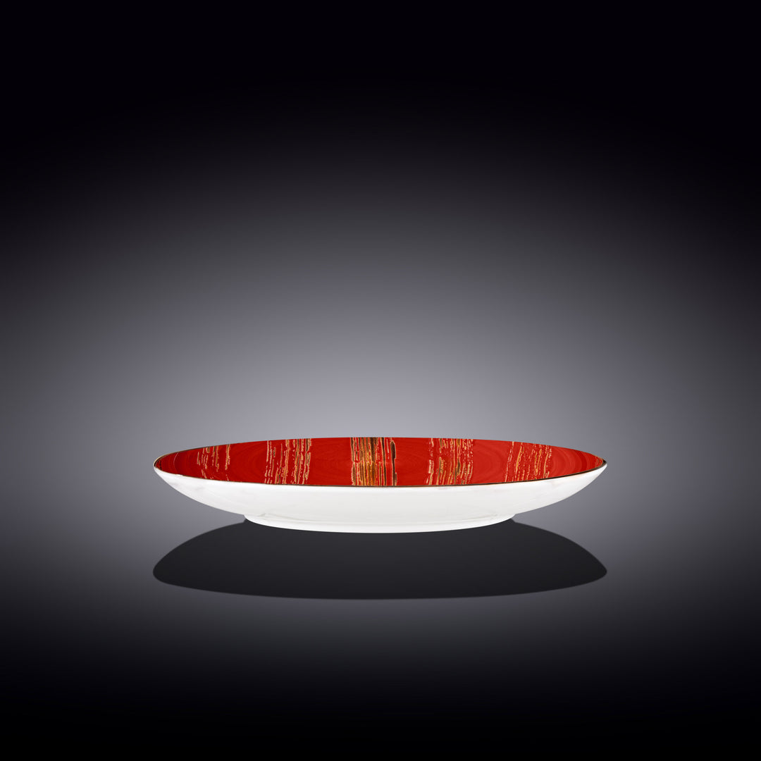 Wilmax Color Boom Scratch Round Plate – Fine Porcelain Dinnerware - Red side view - WL-668214/A