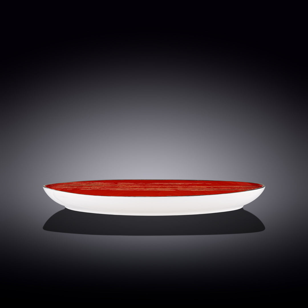 Wilmax Color Boom Scratch Stone Shape Dish – Fine Porcelain Serveware - Red side view - WL-668242/A