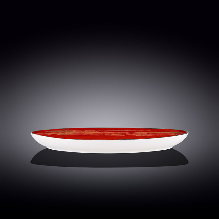 Wilmax Color Boom Scratch Stone Shape Dish – Fine Porcelain Serveware - Red side view - WL-668242/A
