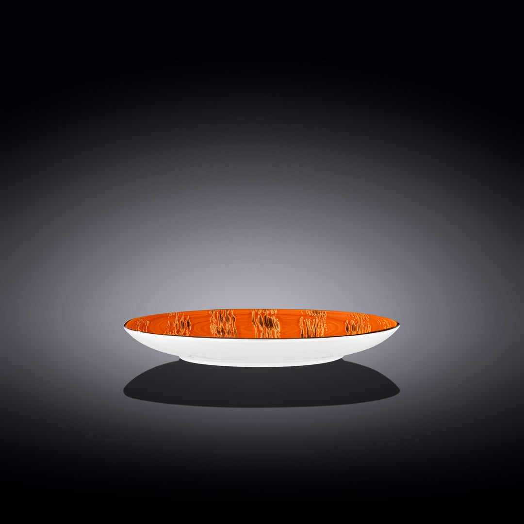 Wilmax Color Boom Scratch Round Plate – Fine Porcelain Dinnerware - Orange side view - WL-668312/A