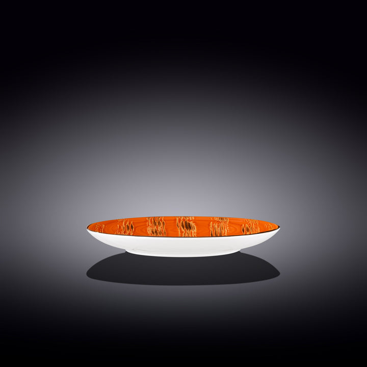 Wilmax Color Boom Scratch Round Plate – Fine Porcelain Dinnerware - Orange side view - WL-668312/A