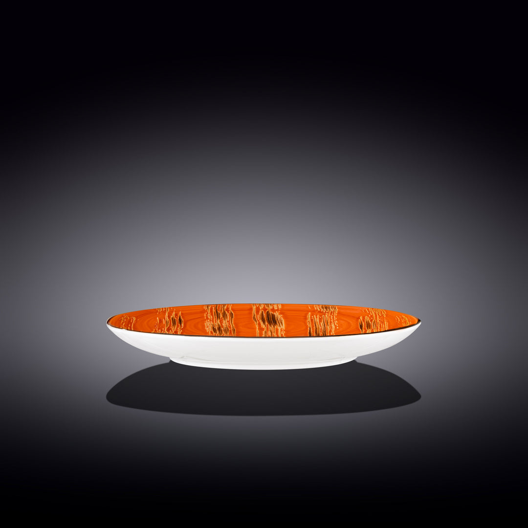 Wilmax Color Boom Scratch Round Plate – Fine Porcelain Dinnerware - Orange side view - WL-668314/A