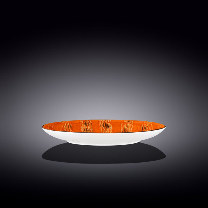 Wilmax Color Boom Scratch Round Plate – Fine Porcelain Dinnerware - Orange side view - WL-668314/A