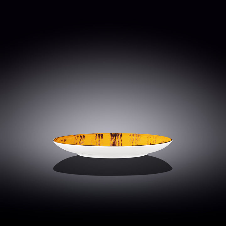 Wilmax Color Boom Scratch Round Plate – Fine Porcelain Dinnerware - Yellow side view - WL-668412/A