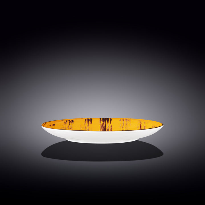 Wilmax Color Boom Scratch Round Plate – Fine Porcelain Dinnerware - Yellow side view - WL-668414/A