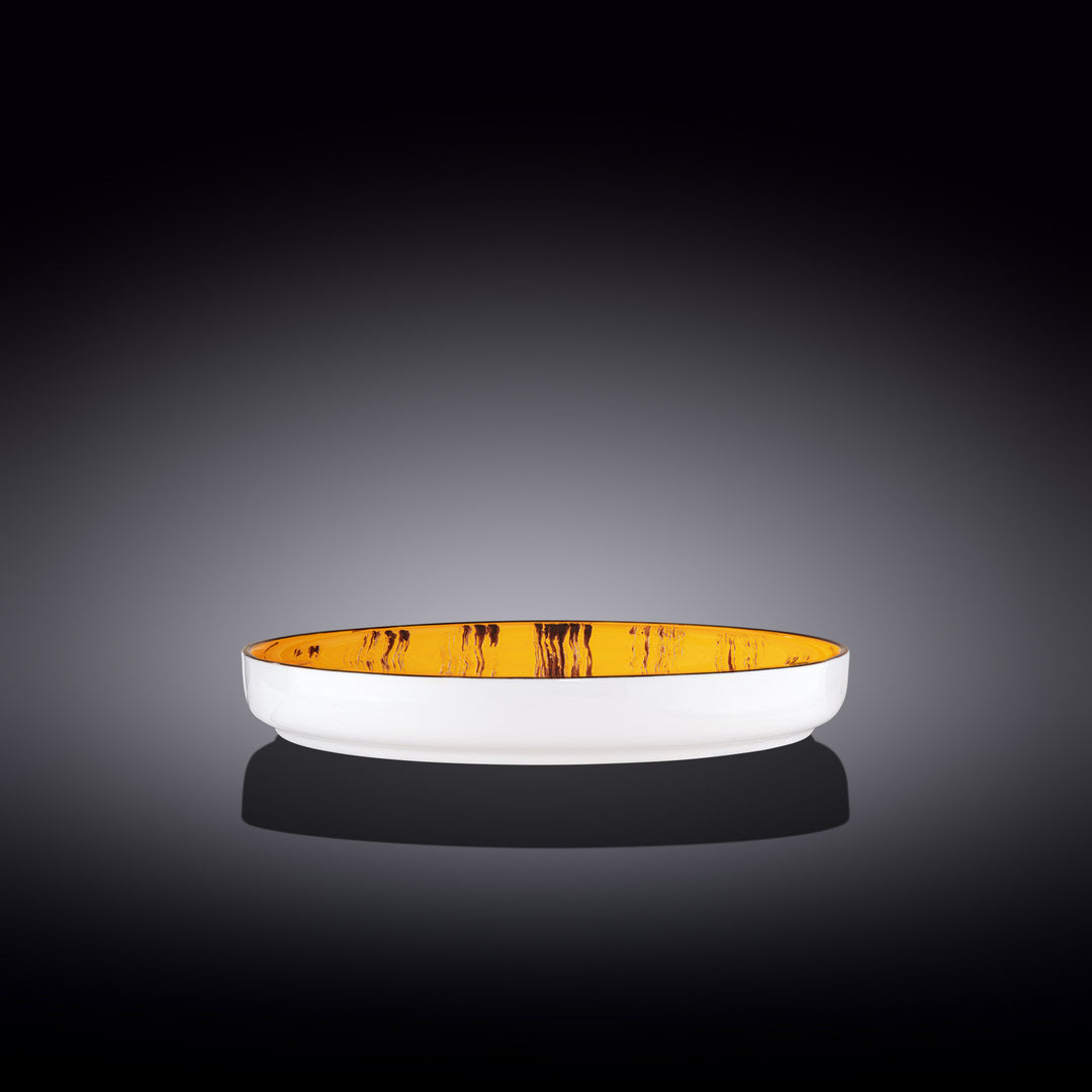 Wilmax Color Boom Scratch Porcelain Plate – Modern Tableware - Yellow side view - WL-668419/A