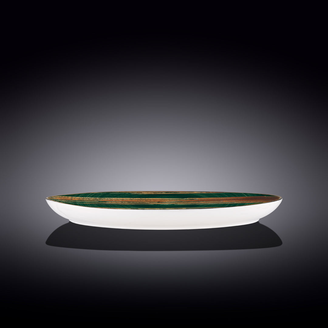 Wilmax Color Boom Scratch Stone Shape Dish – Fine Porcelain Serveware - Green side view - WL-668542/A