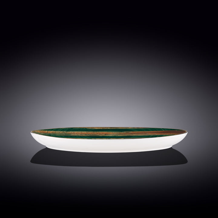 Wilmax Color Boom Scratch Stone Shape Dish – Fine Porcelain Serveware - Green side view - WL-668542/A