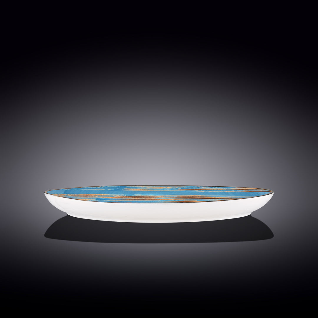 Wilmax Color Boom Scratch Stone Shape Dish – Fine Porcelain Serveware - Blue side view - WL-668642/A