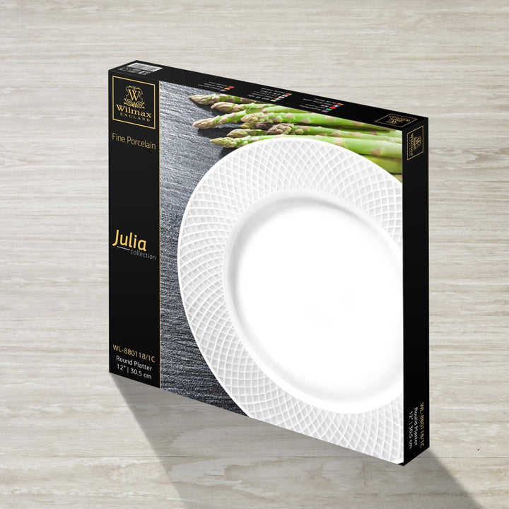 Wilmax Diamond White Flat Rim Plate &amp; Round Platter