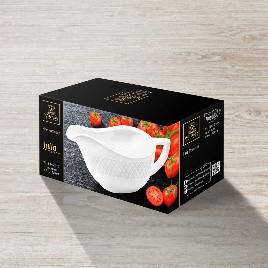 Wilmax Diamond White Porcelain Sauce Boat 230 ml