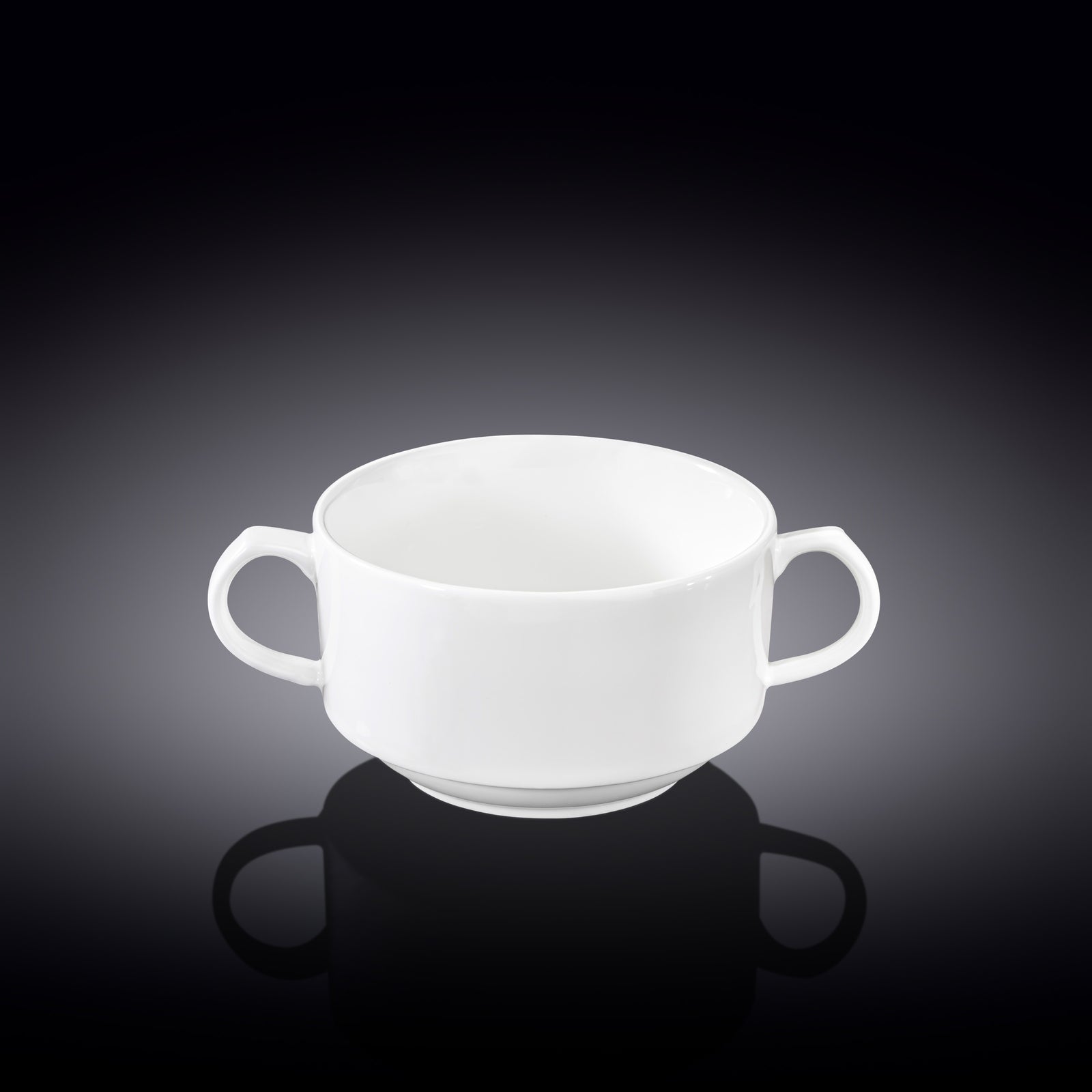 Wilmax Fine Porcelain White Soup Cup with Handles 350 ml