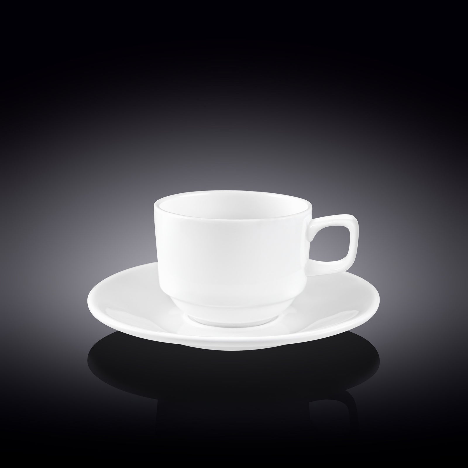 Wilmax Stella White Porcelain Coffee Cup & Saucer - 140 ml - White