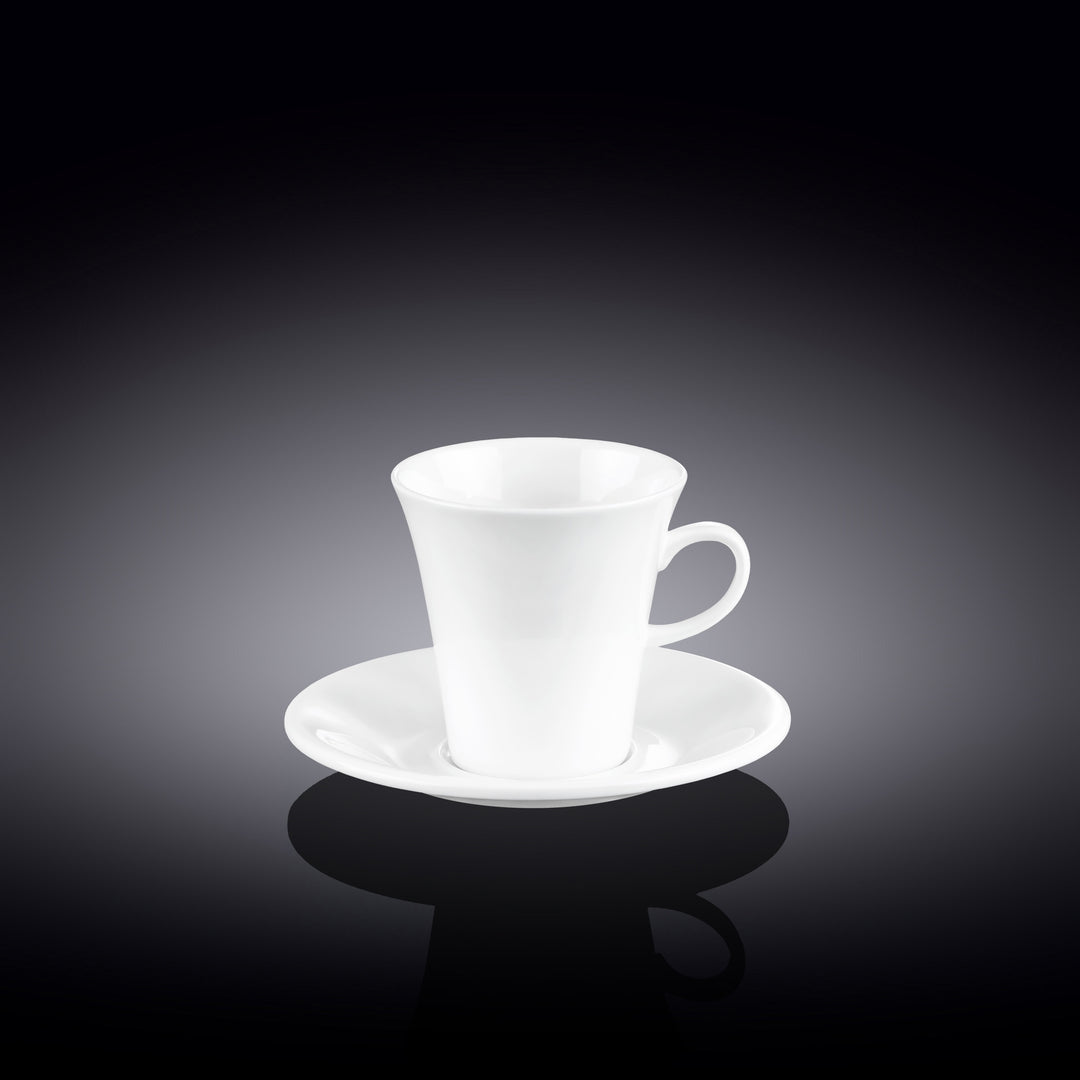 Wilmax white porcelain coffee cup and saucer - 90 ml - model 993108