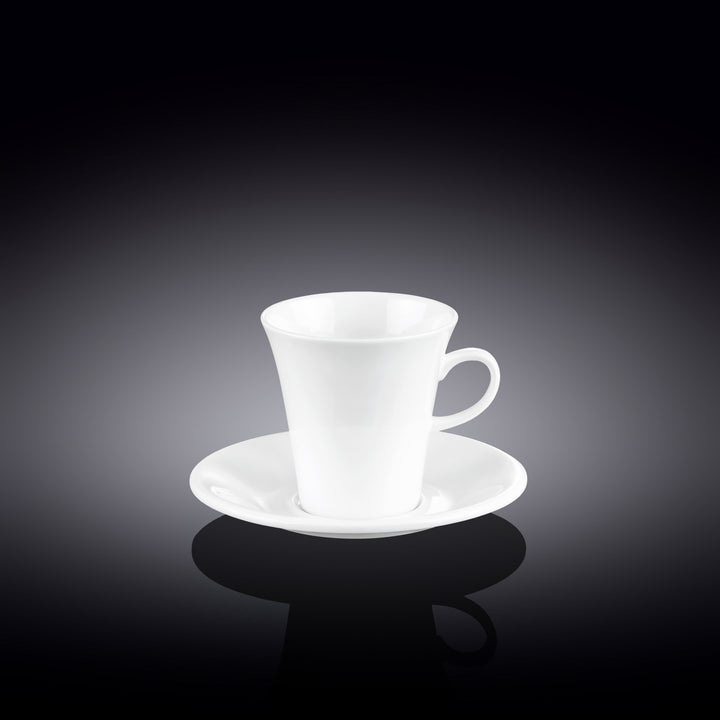 Wilmax white porcelain coffee cup and saucer - 90 ml - model 993108