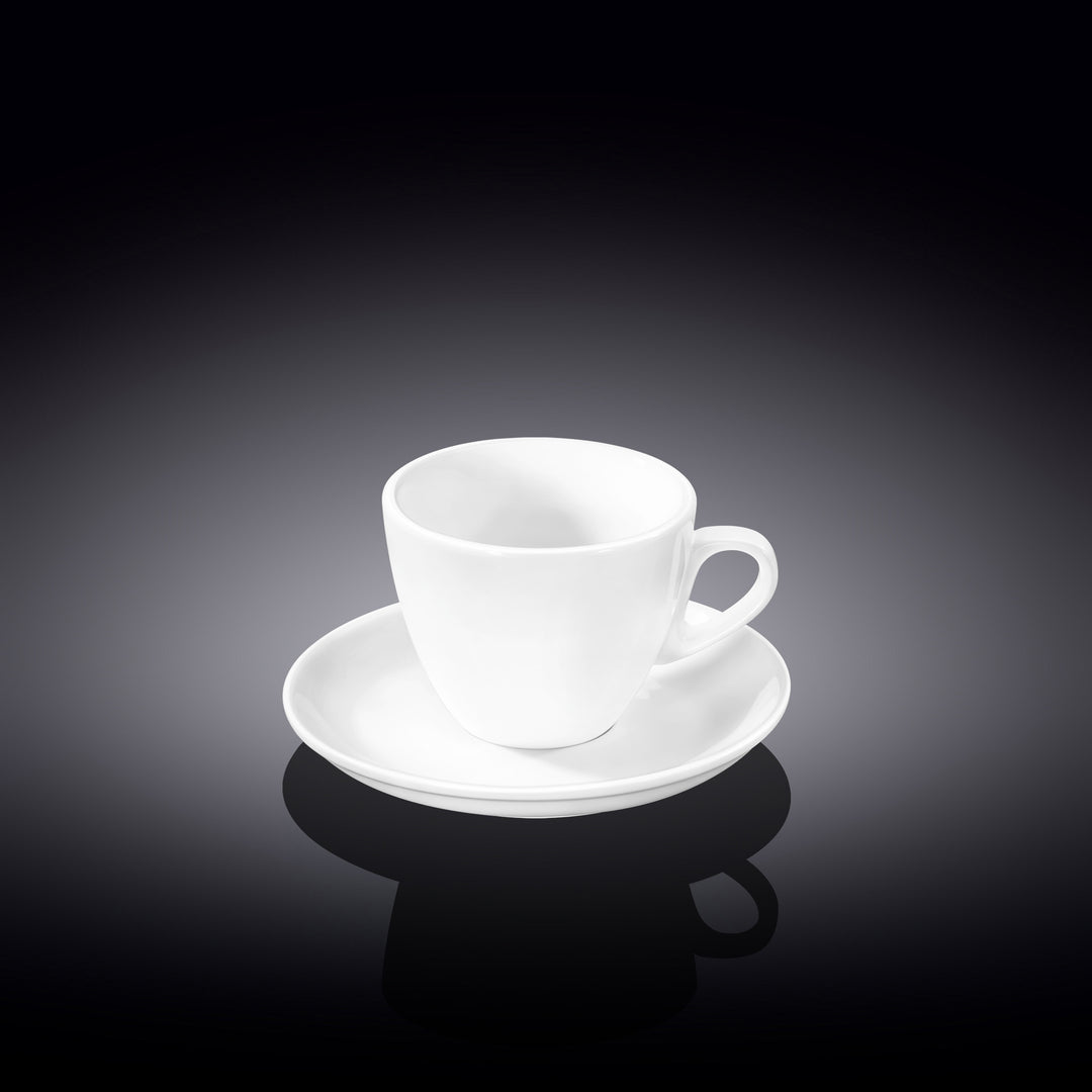 Wilmax white porcelain coffee cup and saucer - 75 ml