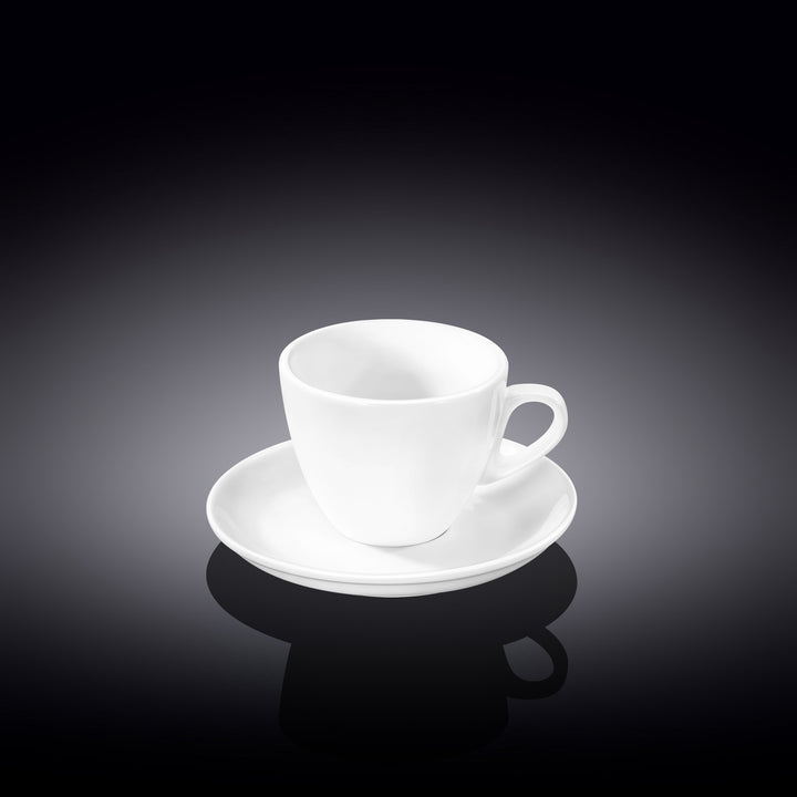 Wilmax white porcelain coffee cup and saucer - 75 ml
