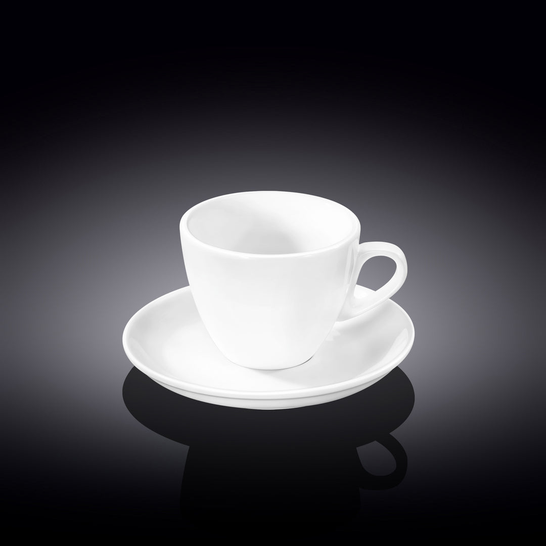 Wilmax white porcelain coffee cup and saucer - 110 ml