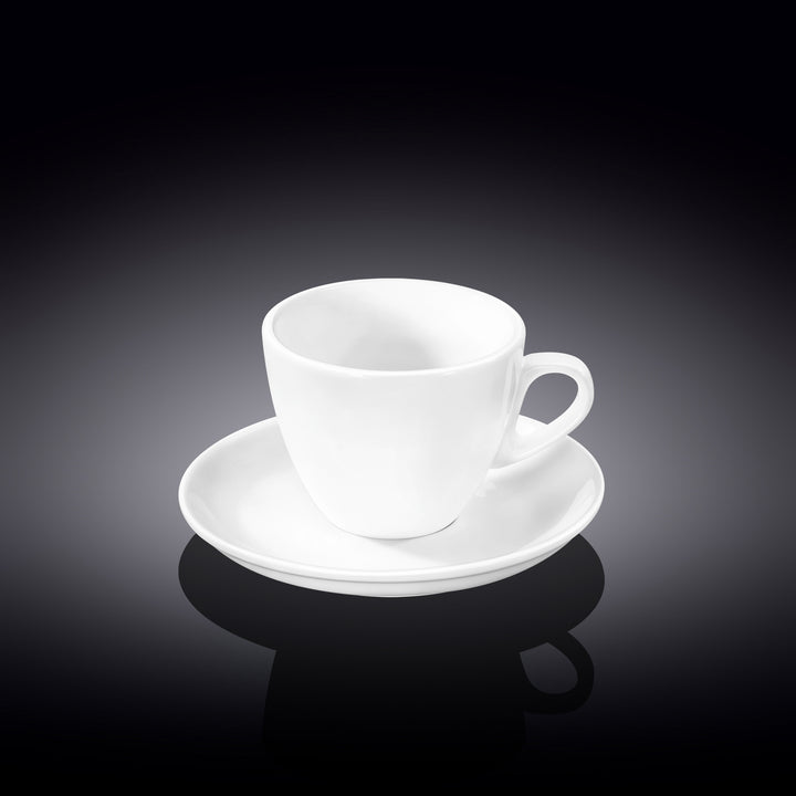 Wilmax white porcelain coffee cup and saucer - 110 ml