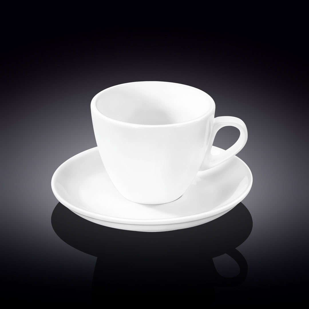 Wilmax white porcelain tea cup and saucer - 300 ml - model 993176