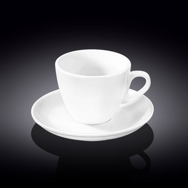Wilmax white porcelain tea cup and saucer - 300 ml - model 993176