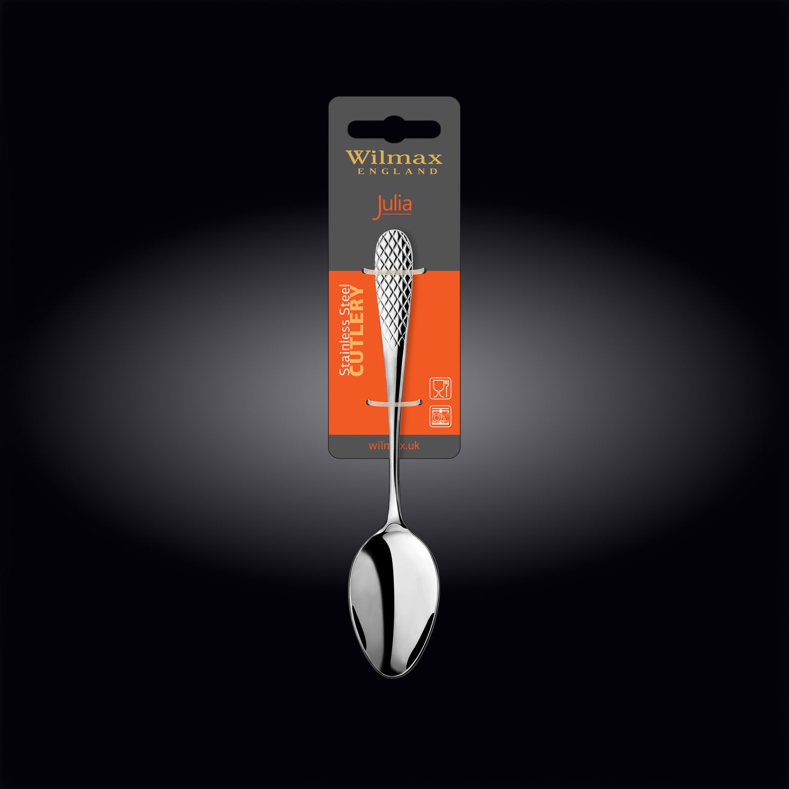 Wilmax Diamond Stainless Steel Dessert Spoon - alternate view