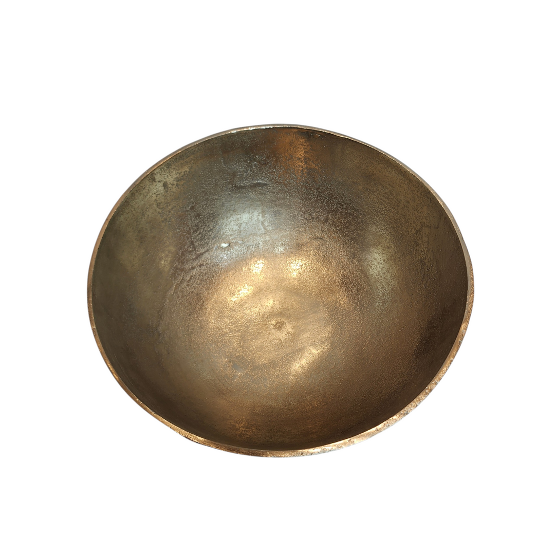 Mango Wood Round Bowl with Aluminum Accents — View 3