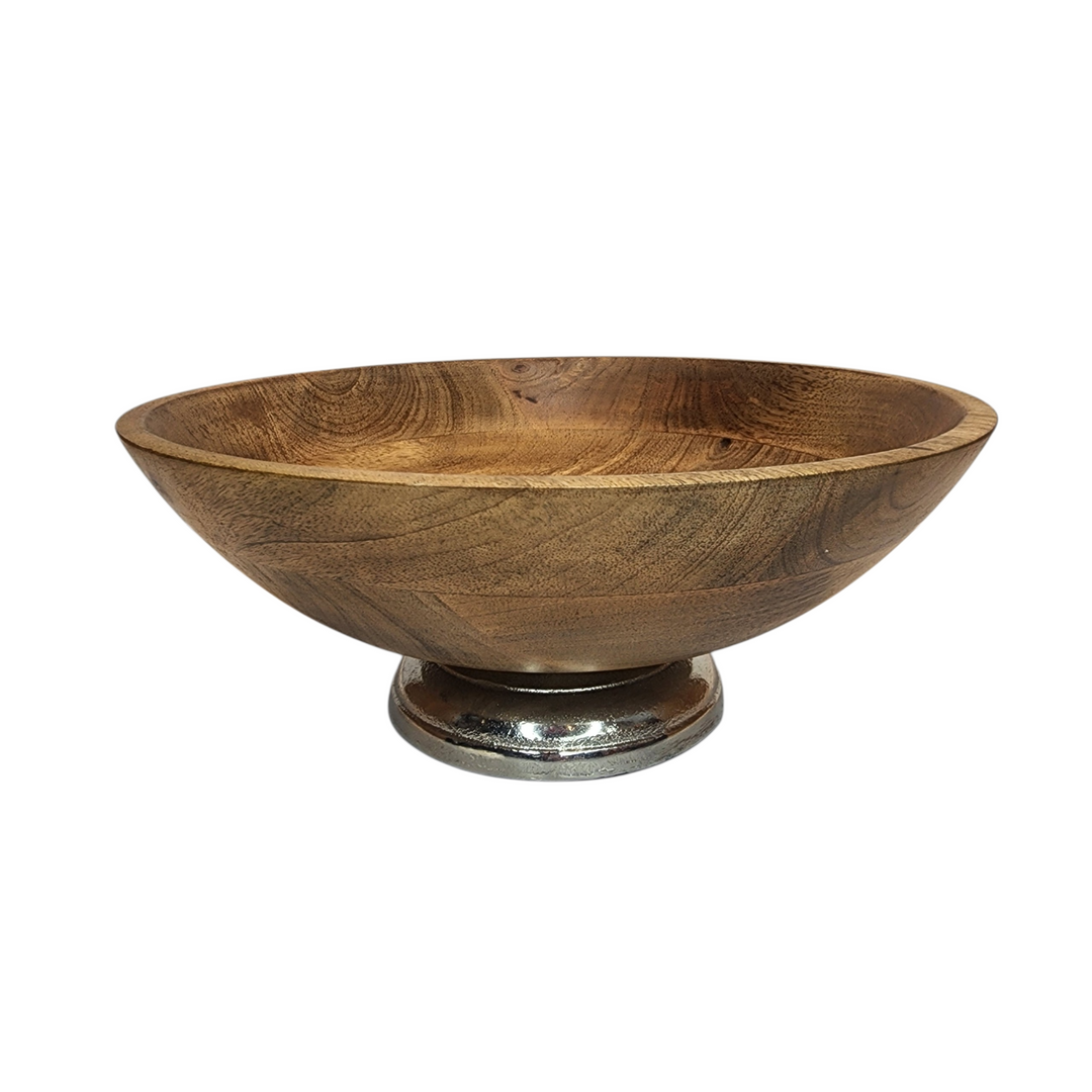 Mango Wood Bowl with Aluminum Base