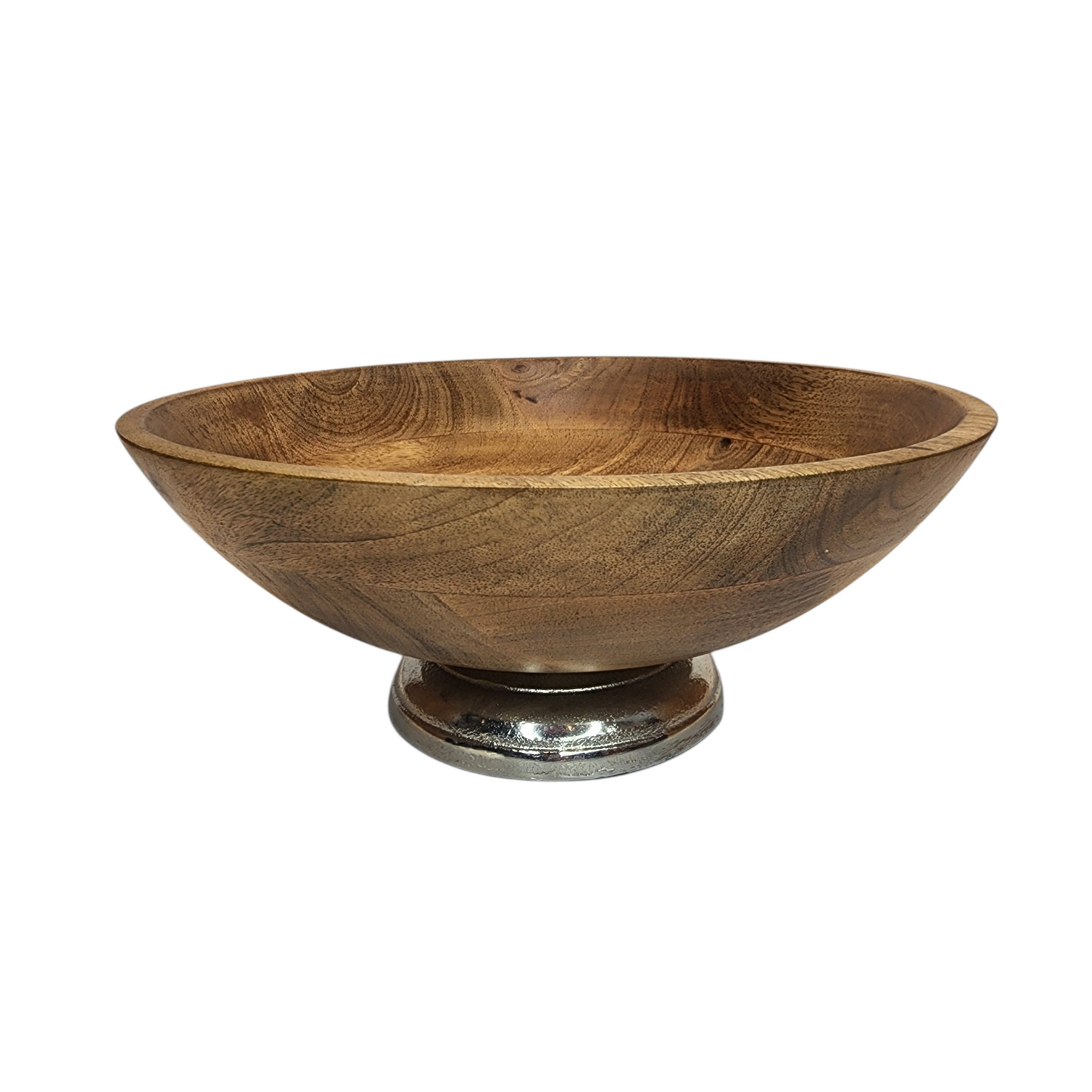 Mango Wood Bowl with Aluminum Base