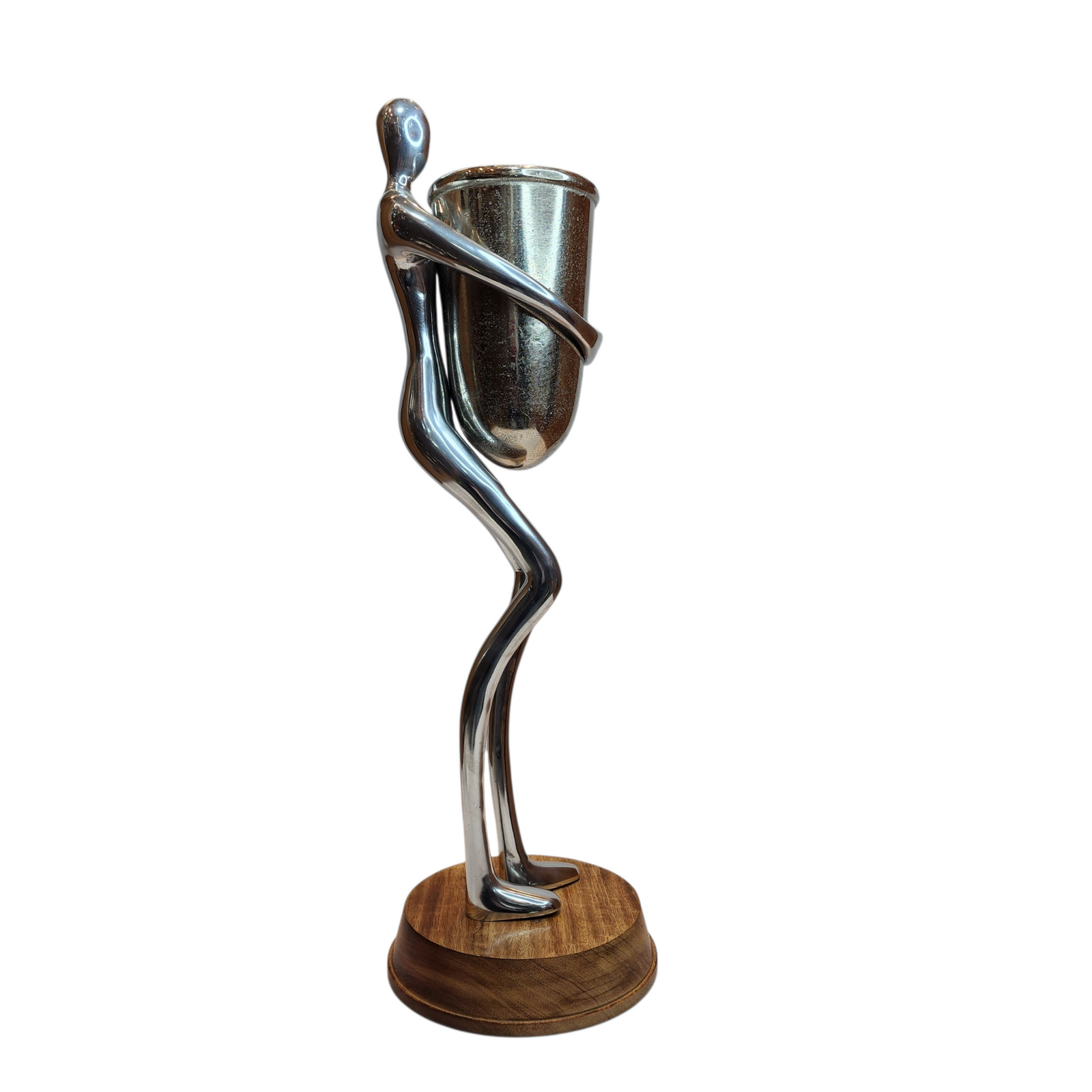 Large Mango Wood Standing Statue — Silver