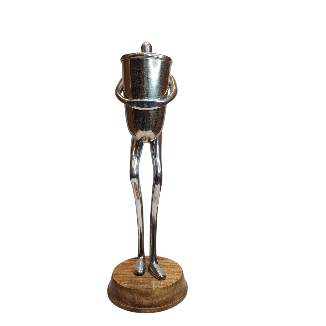 Large Mango Wood Standing Statue — Silver — View 2