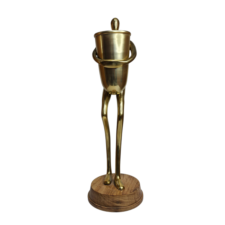 Large Mango Wood Standing Statue — Gold — View 2