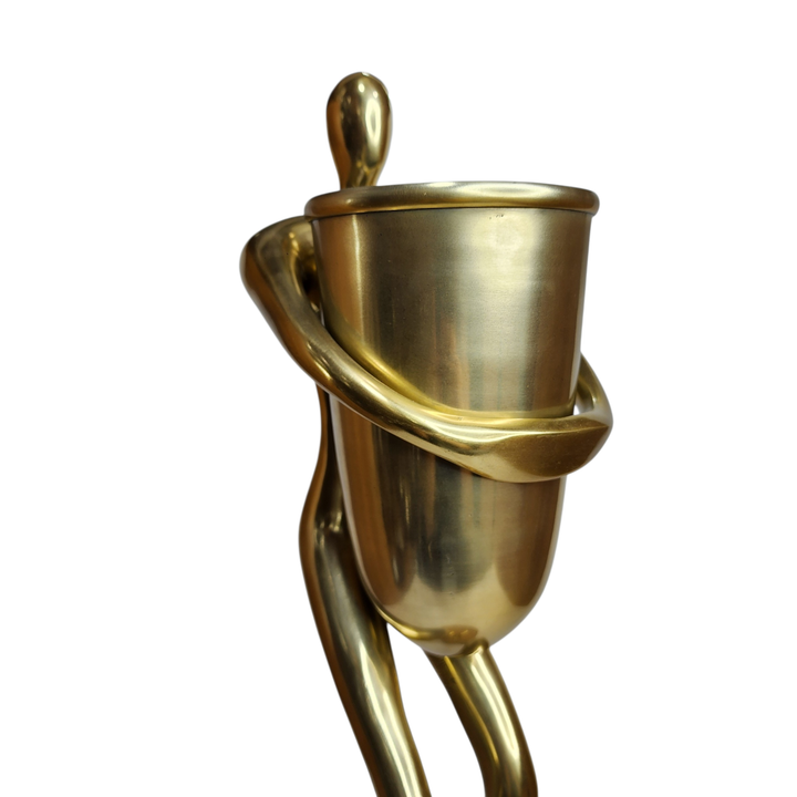 Large Mango Wood Standing Statue — Gold — View 3