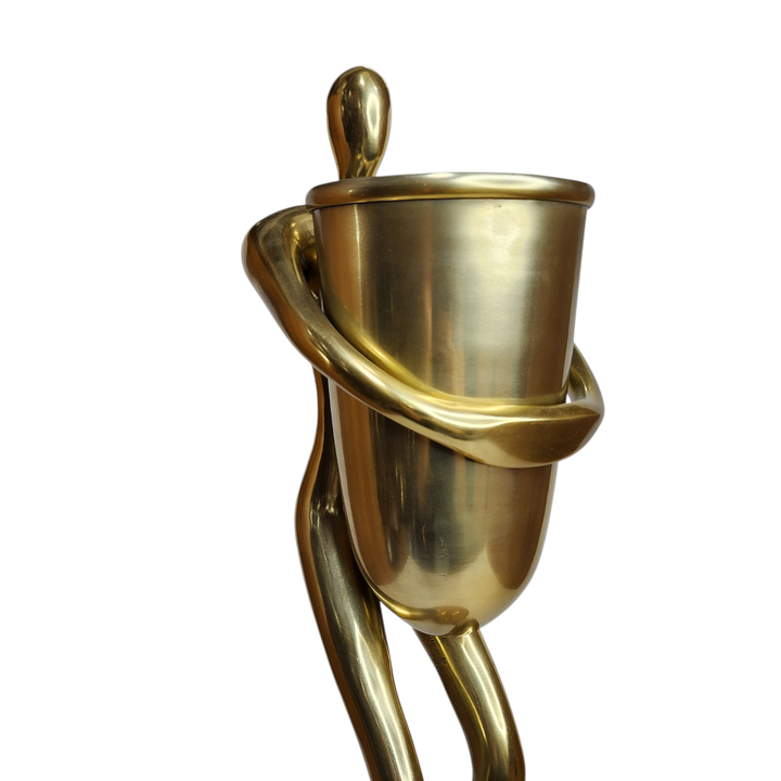 Large Mango Wood Standing Statue — Gold — View 4